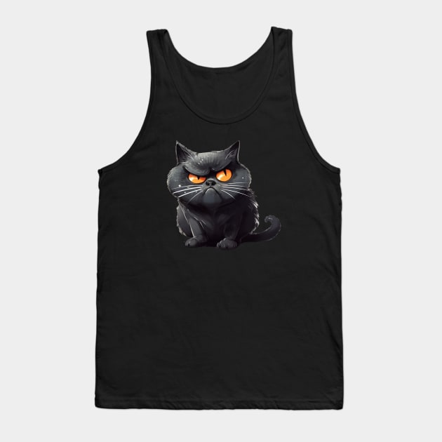 Funny Black Cat, Annoyed looking Cat Tank Top by dukito